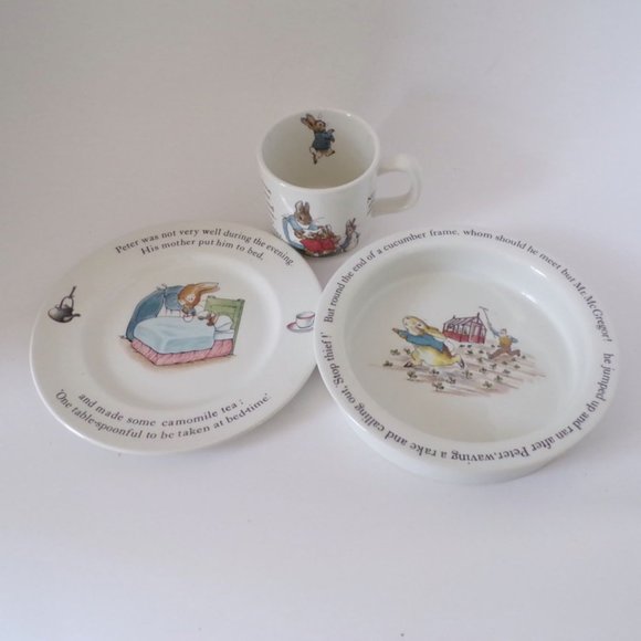 Vintage Peter Rabbit Wedgwood 3 Piece Child Porridge Set  2862 - Picture 2 of 10